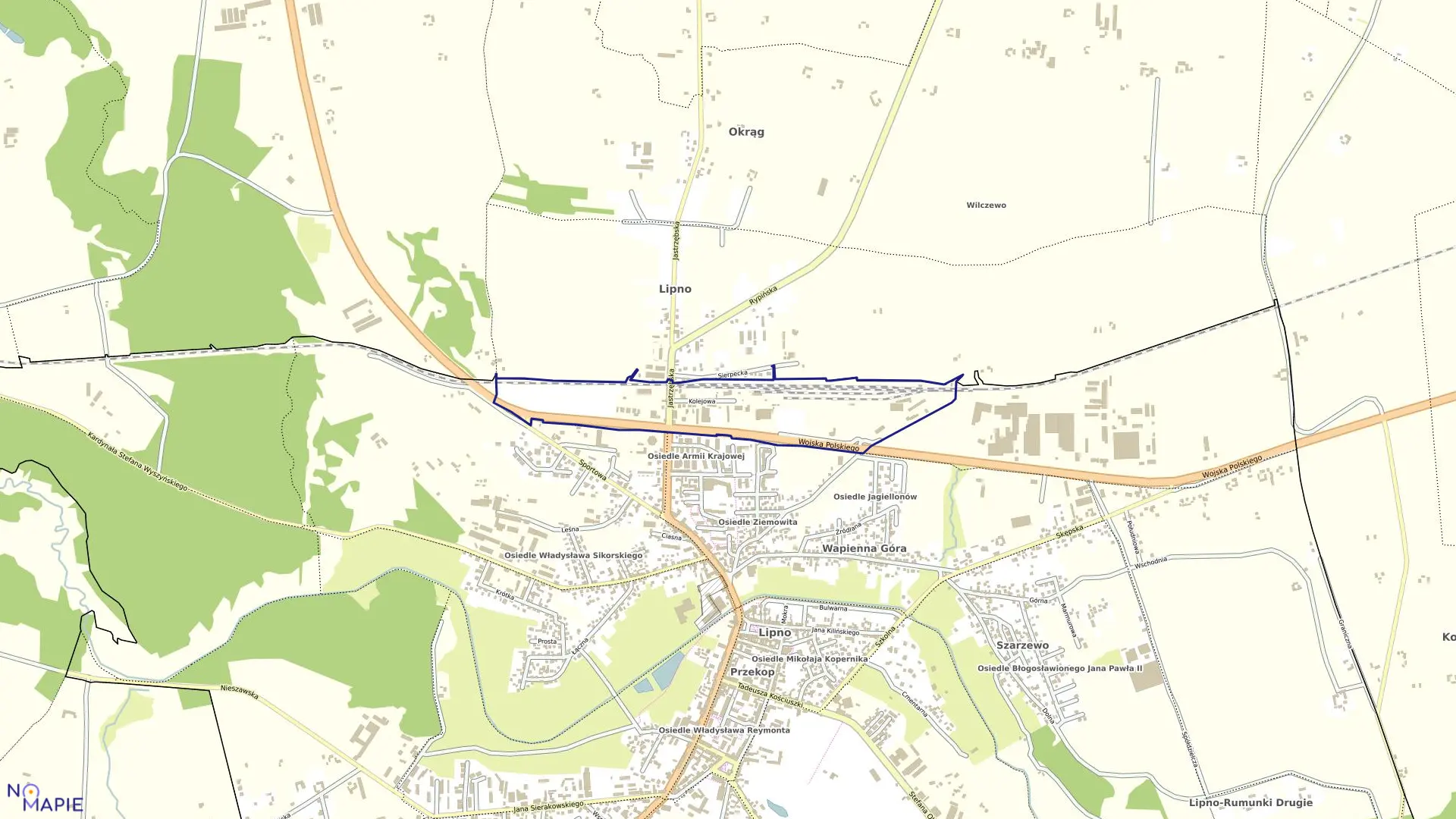 Mapa obrębu LIPNO OBRĘB 1 w mieście Lipno