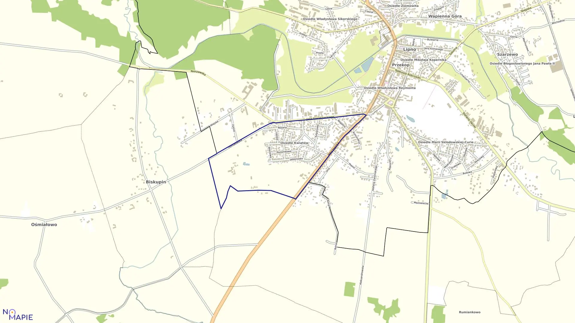 Mapa obrębu LIPNO OBRĘB 12 w mieście Lipno