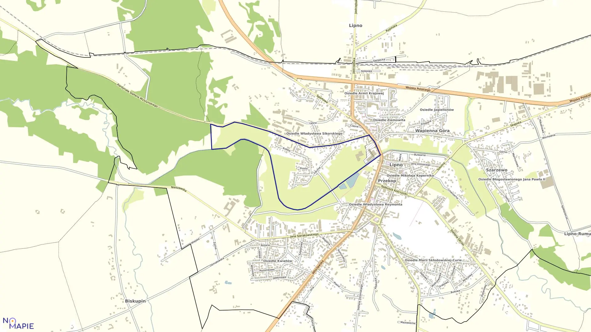 Mapa obrębu LIPNO OBRĘB 15 w mieście Lipno