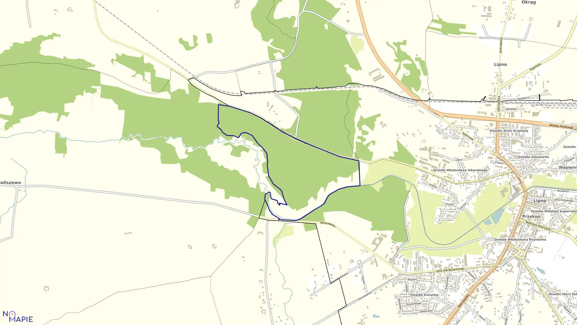 Mapa obrębu LIPNO OBRĘB 16 w mieście Lipno